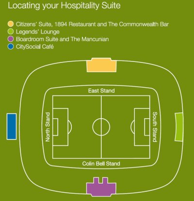 Image of guide to hospitality suites - we will be using 1896 suite and the Legends' Lounge