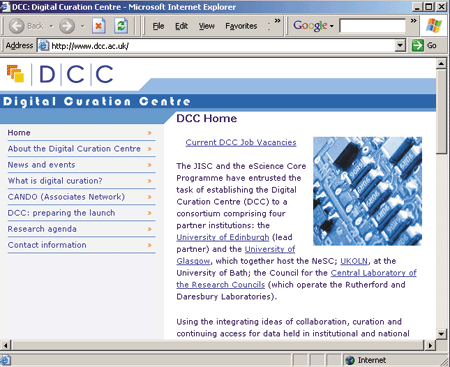 dcc web site screenshot