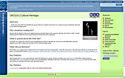Cultural Heritage home page screenshot