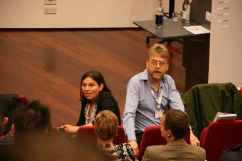 Marieke Guy (IWMW Chair) and Brian Kelly (Web Focus) take questions at IWMW 2009. Photo courtesy of Ben Steeples, University of Essex.