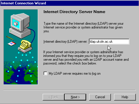 enter the server name ldap.ukoln.ac.uk