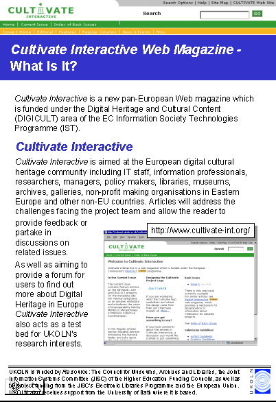 Cultivate Interactive Web Magazine -  What Is It?