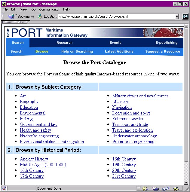 PORT browse interface