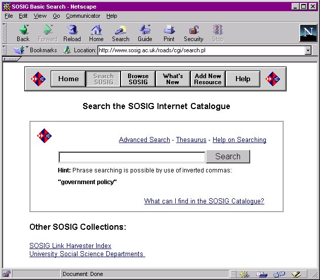 SOSIG search interface