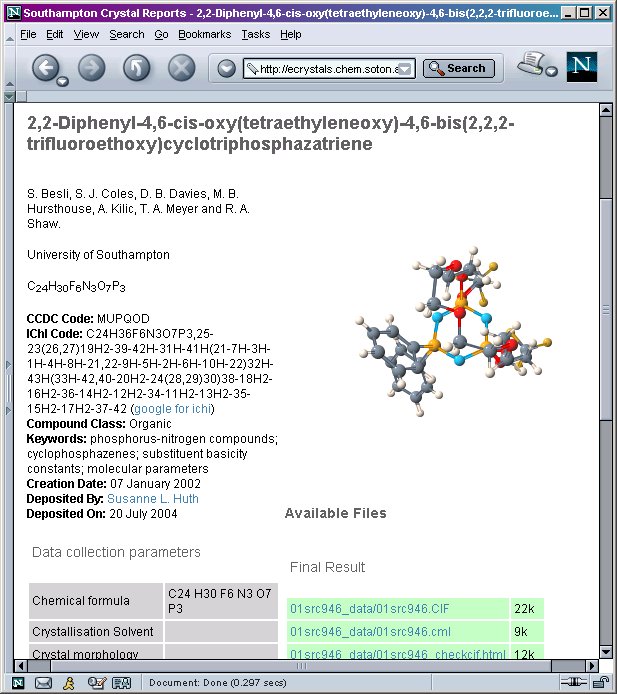 screenshot of an ecrystal report interface