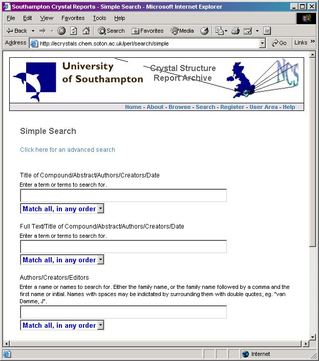 screenshot of prototype search interface
