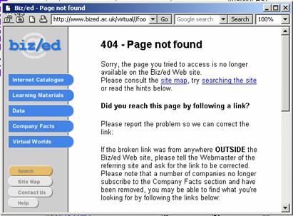 Figure 2: A Richer 404 Error Message