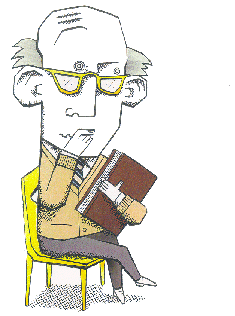 a seated man, reading and pondering