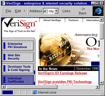 Verisign Home Page