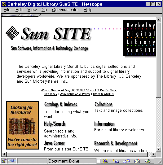 Advert on the Berkeley Digital Library SunSITE