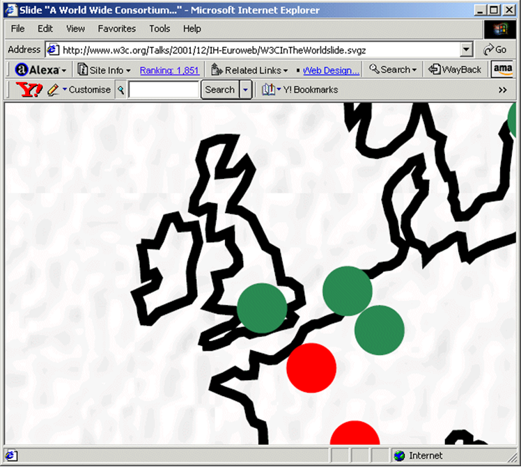 World map showing W3C Offices (zoomed in)