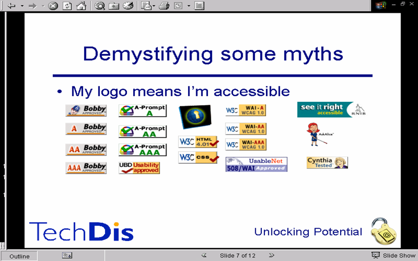 Example of accessibility logos