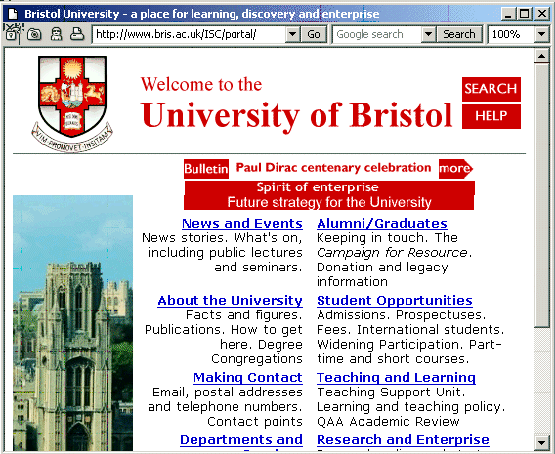 University of Bristol entry point