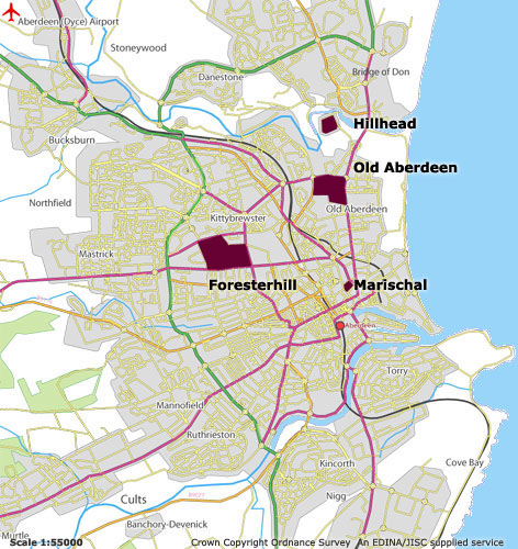 University of Aberdeen location Map