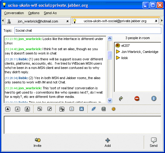 Figure 1: A Jabber Instant Messaging Chat