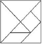 Figure 4 (a): The Tangram pieces: a square divided into 7 pieces, 5 triangles 1 square and one parallelogram.