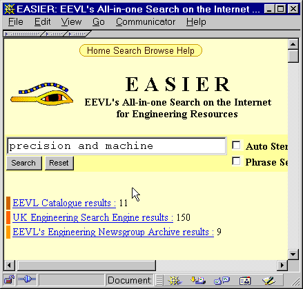 Figure 2 - EEVL's All-in-one Engineering Search Engine