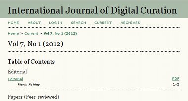 International Journal of Digital Curation Vol.7,1