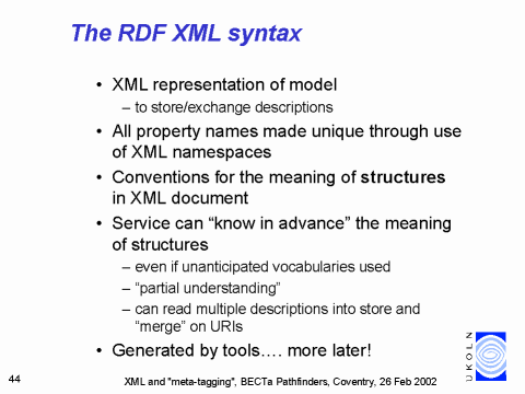 The RDF XML syntax