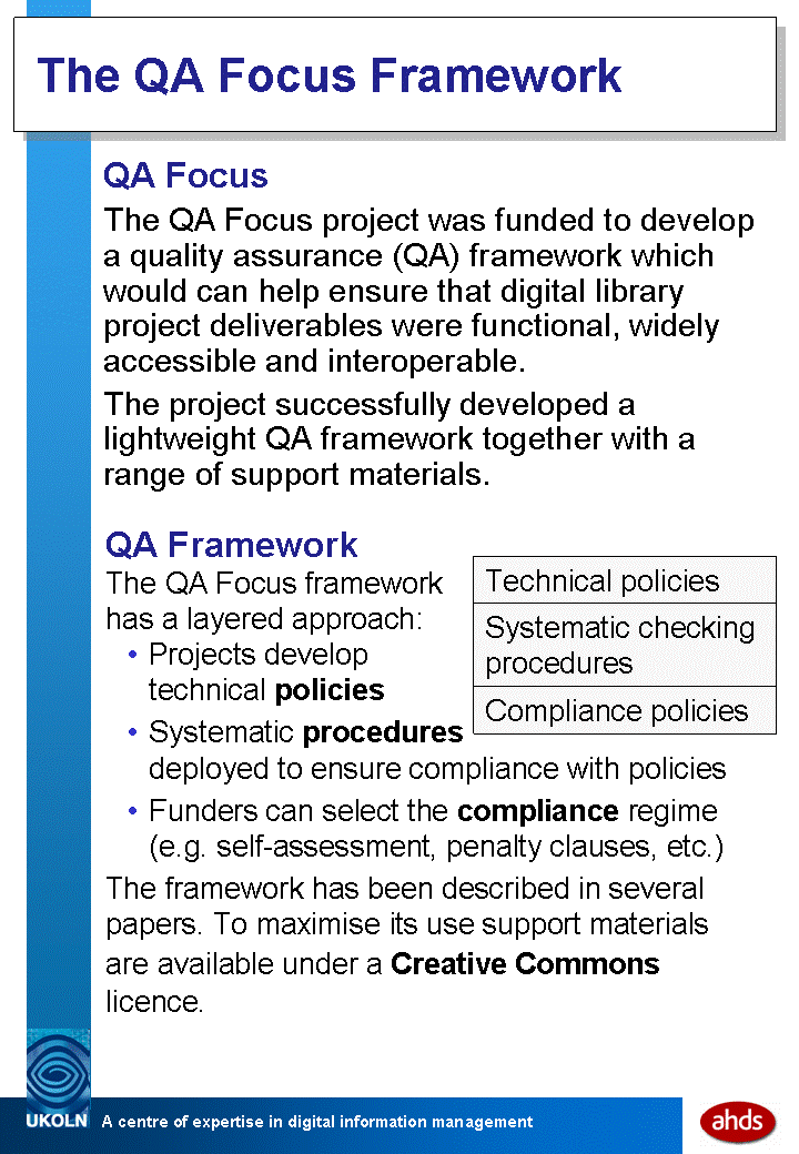 Slide 2: About the QA Framework